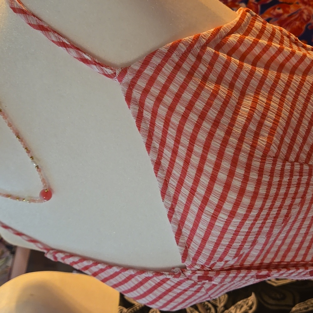 Promesa Red/Pink and White Gingham  Maxi Searsucker Dress New - Picture 17 of 17